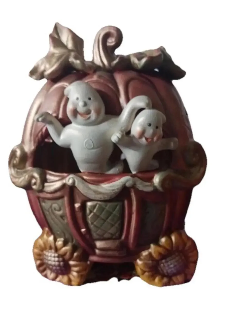Light Up Halloween Pumpkin Train Décor Set with Ghosts and Black Cat